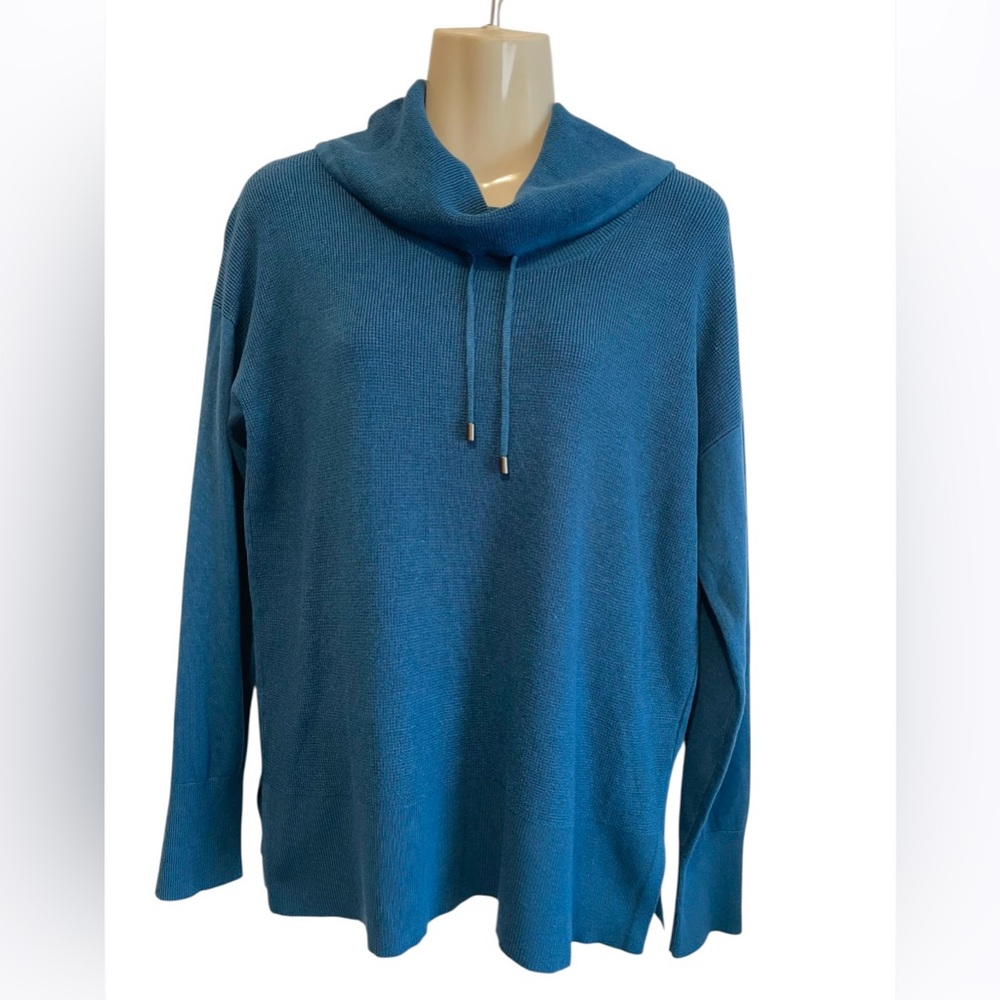 Jones New York Teal Cowl Neck Sweater
